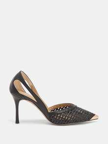 Glitzique Unique Woven High Heel Design Fashionable Pointed Toe Sandals For Women, Versatile Summer 2026 New Arrival,Stilletos Heels - Black - View 5