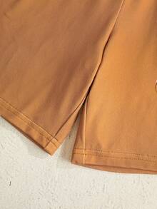 SCOOBY-DOO X SHEIN Cartoon-Muster Rundhals Kurzarm T-Shirt und Shorts Casual Outfit für kleine Jungen - Braun - Übersicht 7