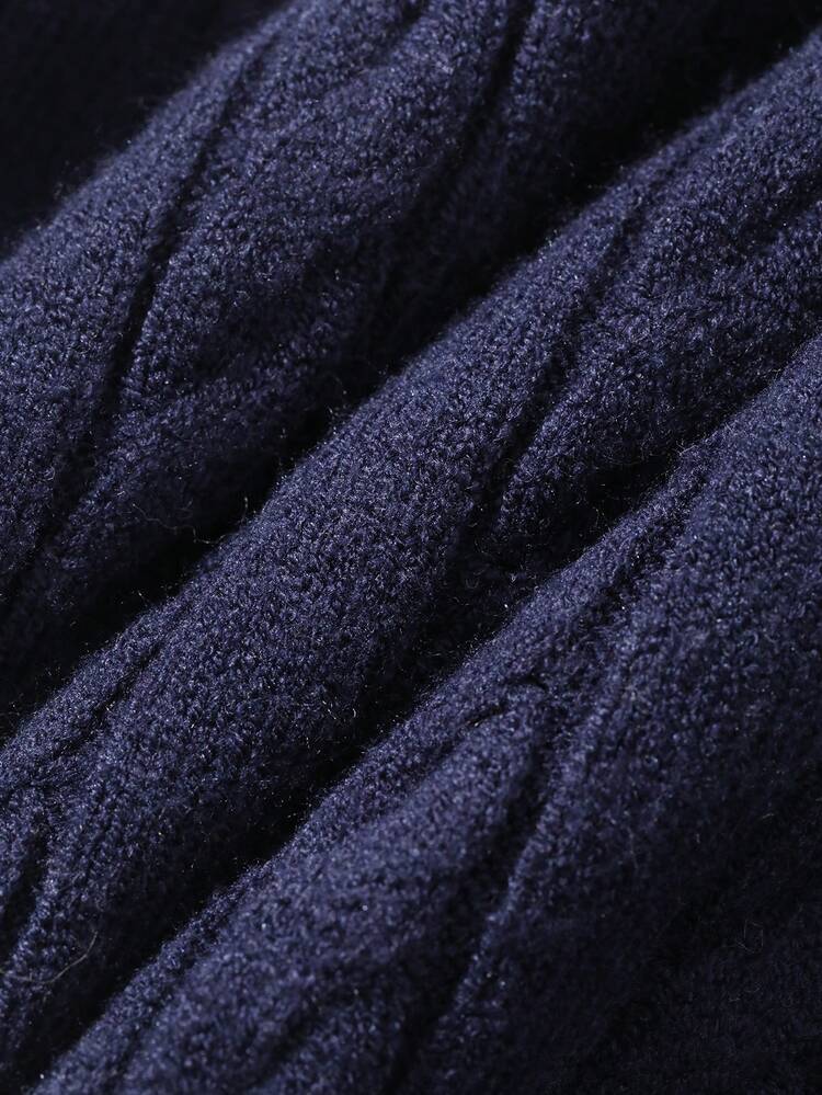 Men's Solid Color Contrast Collar 2 In 1 Knit Top, Navy Blue, Summer