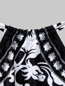 Swim Oasis 女款黑色夏季休閒熱帶度假高階優雅花卉連身泳衣附裙擺，波希米亞風兩件式坦克比基尼泳衣套裝 - 彩色 - 查看 6