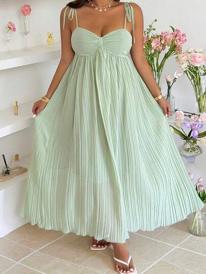 GalTyme Vestido de tirantes finos de unicolor elegante talla grande, para verano