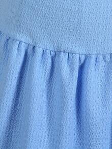 少女纯色露背金属装饰休闲连衣裙 - 藍色 - 查看 6