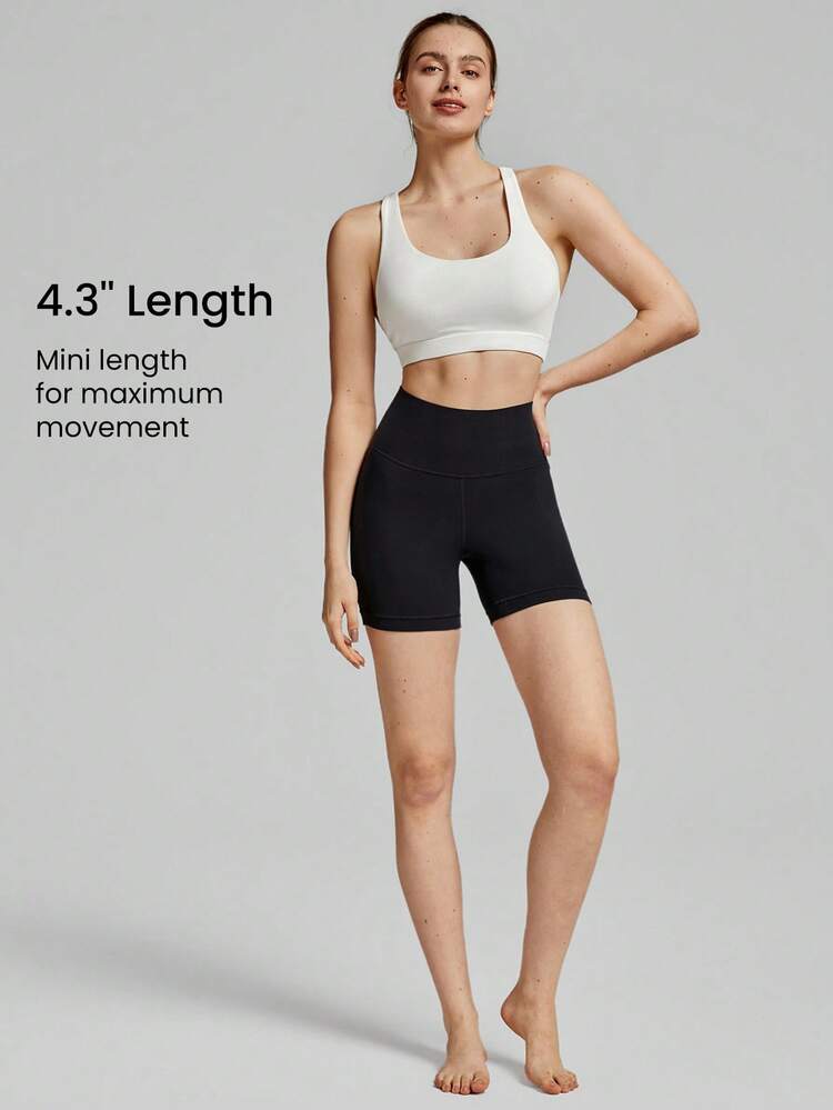 4.3" FeatherFit™ High Waist Crossover Anti-Slip Shorts Low Impact Yoga Pilates Daily
