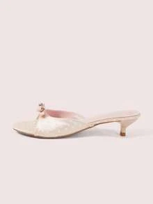 CUCCOO DOLLMOD Women Shoes Pink Simple Fashion High Heel Sandals, Round Toe Comfortable Kitten Heel Sweet Sandals - Pink - View 2