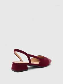 CUCCOO BIZCHIC Women's Shoes Spring And Summer Pointed Short Thick Heel Burgundy Splicing High Heel Shoes - Burgundy - View 5
