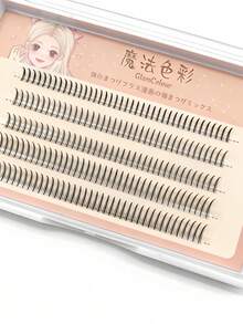 漫画风格假睫毛 200片装 单簇假睫毛，8-12mm 混合尺寸，纤细纤长，适合DIY，打造日韩自然动漫眼妆，超细柔软黑色睫毛梗，浓密根部效果 - 黑色 - 查看 6