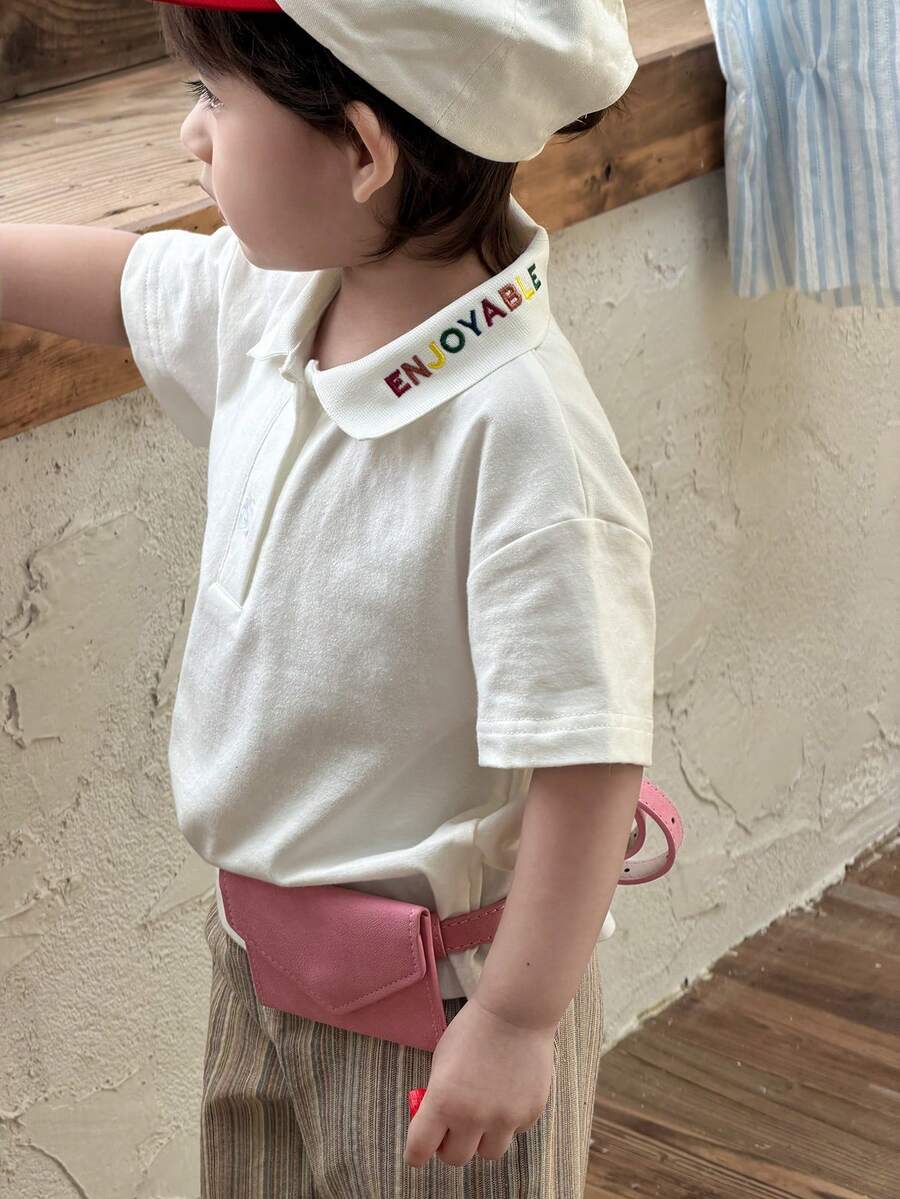 DAZY 男童韩版休闲翻领上衣 - 白色 - 查看 1