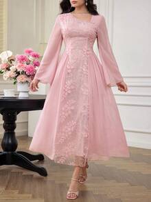 Modelyn Đầm dài thanh lịch ôm sát lãng mạn dành cho nữ - Hồng - Xem 4