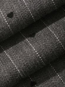 DAZY Pantalones casuales y de negocios con estampado de rayas y pliegues para mujer - Gris - Ver 6
