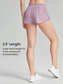 GLOWMODE 2.5" Stay Cool Quick-Dry Lightweight Zipper Pockets Reflective Strips Low Waist Active Running Shorts With Built-In Deodorant Underwear Jogging Training Gym Workout Wear - Purple - View 2