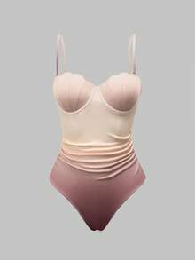 SHEIN Swim Oasis Bộ đồ 2 mảnh dành cho nữ, gồm áo liền quần in họa tiết vỏ sò chuyển màu và chân váy maxi xếp ly, thích hợp cho kỳ nghỉ xuân/hè. - Nhiều màu - Xem 7