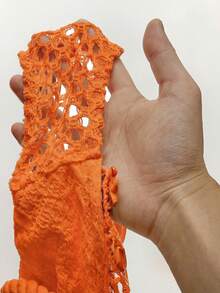 Amplova Rope, Starfish & Shell Pendant Decor Crop Top & Mini Skirt 2 Pieces Set,Vacation Outfits Women - Orange - View 6