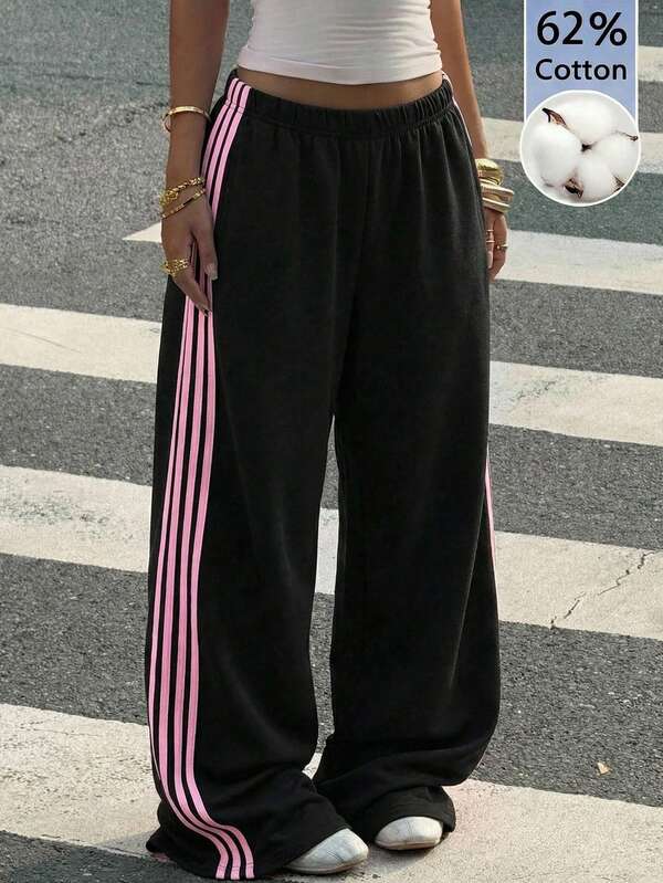 Muchica Casual Distressed Snow Flake Cotton Washed Black Wide Leg Pants, Suitable For Y2K, Sportswear, Grunge Style, Washed Sports, Vintage Distressed, All-Match Versatile, College Style, Back To School & Vacation Season, Graduation Season