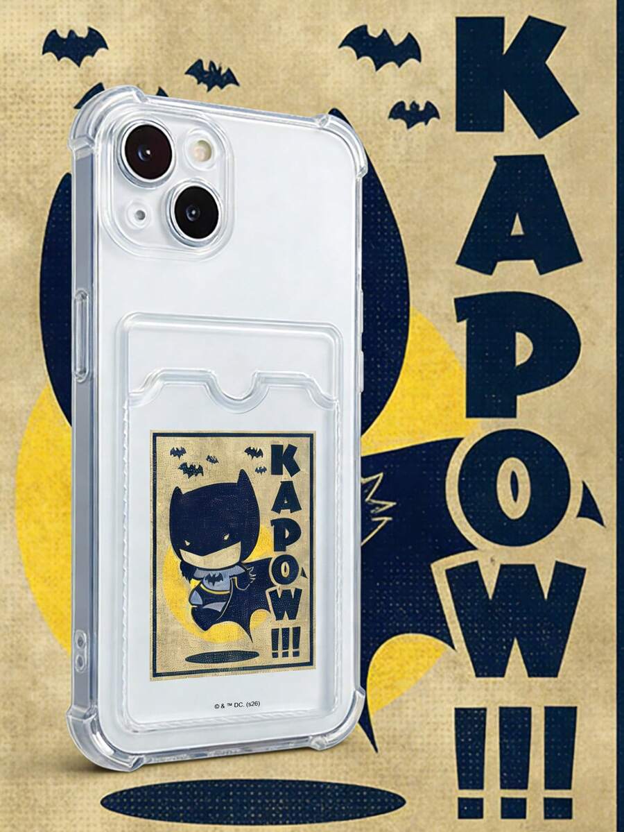 BATMAN X SHEIN 蝙蝠俠 KAPOW!! 透明卡槽手機殼,相容 iPhone 15/14/13,防震可愛款 - 彩色 - 查看 1