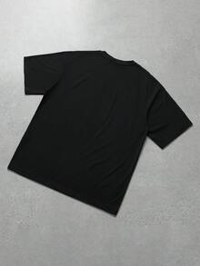Manfinity Hypemode 1pc Men's Black Summer Casual Rhinestone Streetwear T-Shirt,Oversized Loose Fit Star Pattern Graphic Tee,Rave Y2k Vintage Crew Neck Short Sleeve Tops - Black - View 4