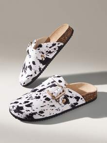 Solecia CUCCOO Women Casual Versatile Plush Round Toe Fluffy Flat Slippers For Christmas - Black - View 6