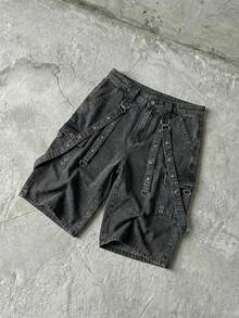 NEON BLANC Men's Casual Denim Cargo Shorts, Summer - Black - View 6