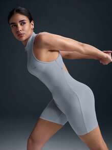 Powerista 女士夏季时尚拉链半拉链无袖运动连体裤 - 淺灰色 - 查看 6