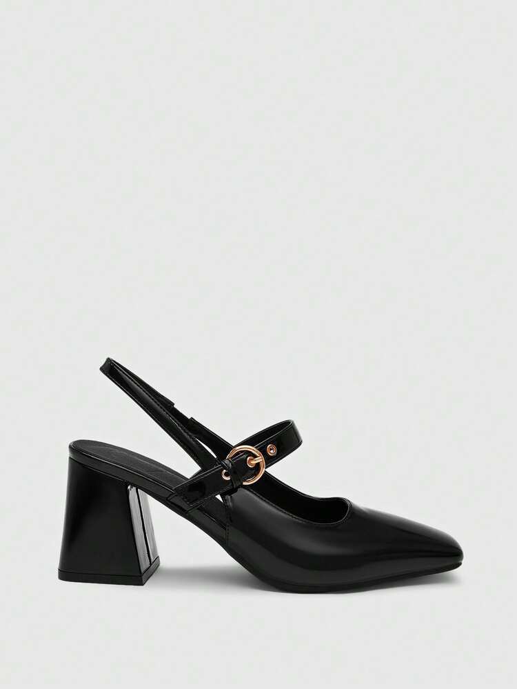 CUCCOO BIZCHIC Women's Shoes Square Heel Versatile Black High Heels