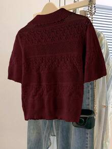 Everyssa New Arrival European And American Fashion Mixed Color Knit Sweater Top - Redwood - View 2