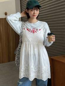 FRIFUL 女款素色細肩帶無袖夏季刺繡優雅上衣 - 白色 - 查看 3