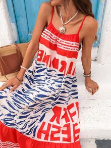 Vivid Eden Women's Printed Dress, Suitable For Spring/Summer Vacation - Multicolor - View 6