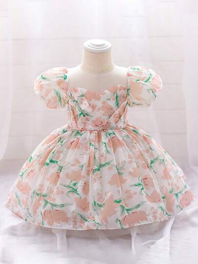 Glamorique Kids 女婴碎花连衣裙，时尚优雅，适合生日派对、晚宴、婚礼、洗礼、周岁生日等场合。