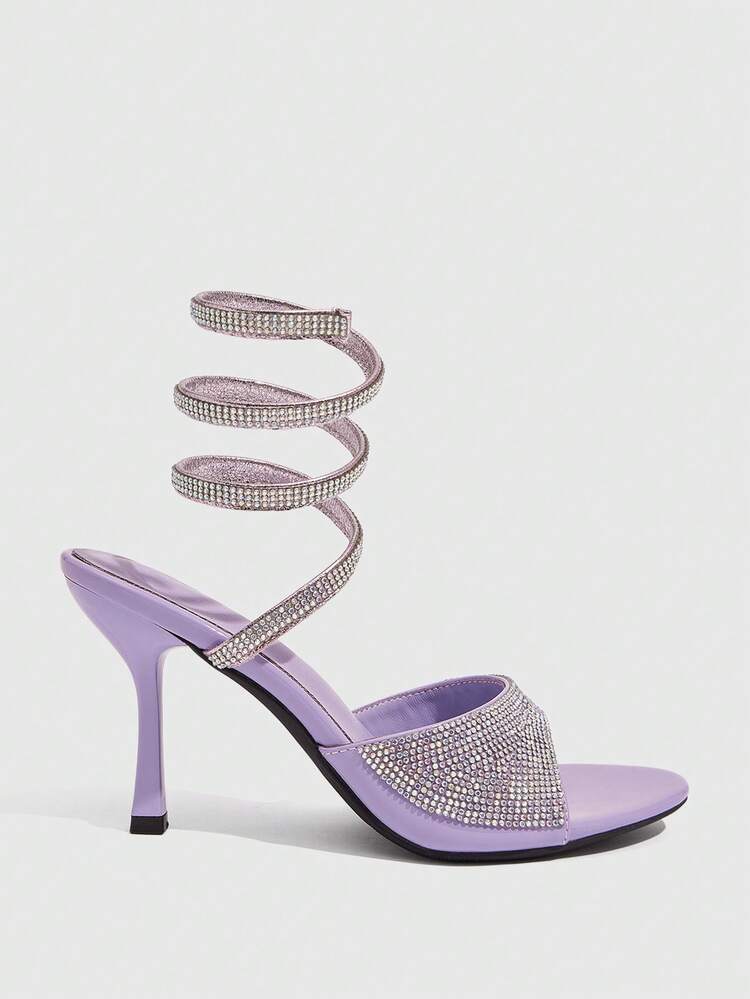 CUCCOO SZL Women's Fashionable Elegant Party Rhinestone Decorated High Heel Sandals