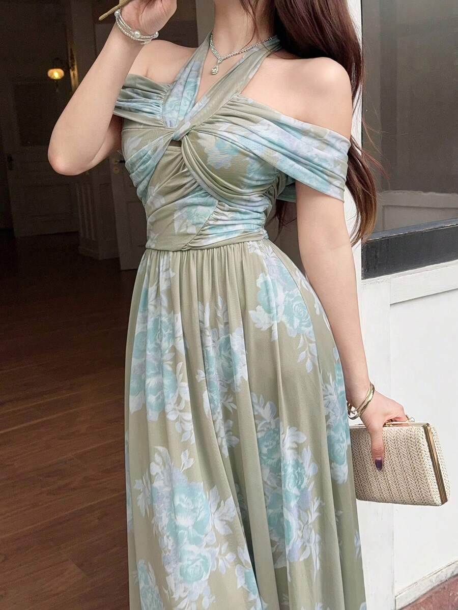 Feyla Đầm cổ yếm in họa tiết lãng mạn, thanh lịch dành cho nữ - Nhiều màu - Xem 1