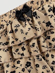 Pantalones cortos con volantes con estampado de leopardo lindo para bebé niña, versátiles para el verano - Albaricoque - Ver 4