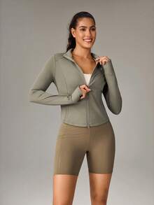 OutZeal 女士防晒外套 夏季日常休闲防紫外线长袖修身拉链户外上衣 - 綠色 - 查看 8