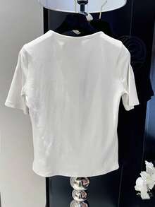 Franclia Women's 3D Floral Casual T-Shirt - White - View 2