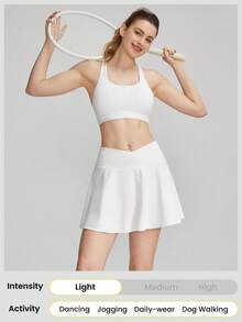 GLOWMODE FeatherFit™ Crossover Mini Skirt Skort With Built-In Anti-Slip Side Pockets Shorts Low Impact Tennis Golf - White - View 6