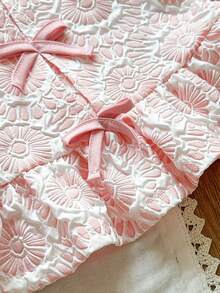 SHEIN Vintaside Kids 女婴衬衫，采用独特的印花面料，乡村度假风格，可爱时尚，适合春夏穿着，带有蝴蝶结装饰。 - 粉色 - 查看 8