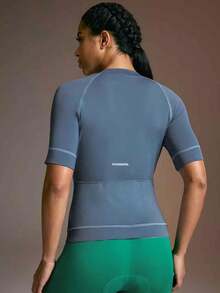 Powerista Women's Letter Print Raglan Short Sleeve Cycling Jersey - Blue - View 2