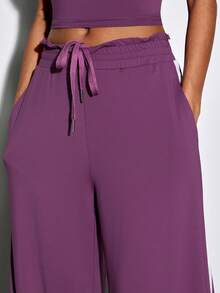 Normani Conjunto de 2 piezas de top de tirantes y pantalones de unicolor casual para mujer - Morado - Ver 8