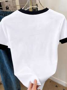 Resyla Women's Letter Print Round Neck Short Sleeve Casual Versatile T-Shirt - Multicolor - View 2