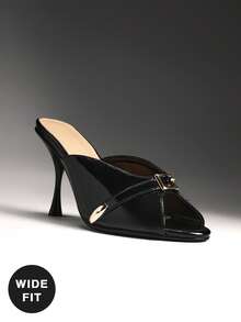 SHUZIA Wide Fit Ladies Sexy Stiletto Heel Slip-On Sandals - Black - View 1