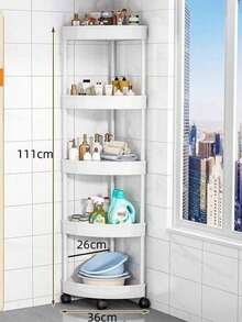 Corner Bathroom, Triangular Corner Rack, Floor-Standing Toilet, Washroom, Bathroom, Storage Rack, Gap, Multi-Layer Kitchen Storage Rack, Bathroom Accessories, Room Decor - Multicolor - View 15