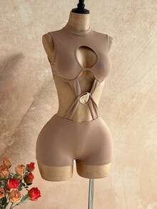 Soleia Trang phục dự tiệc cưới kiểu miền Tây thường ngày, phong cách giản dị, phù hợp cho lễ tốt nghiệp, tiệc brunch ngày lễ Thánh Patrick, kỳ nghỉ xuân, lễ Phục Sinh, lễ hội âm nhạc, phong cách boho lãng mạn nhiệt đới, ngày lễ Tình nhân, Giáng sinh, bộ jumpsuit hở lưng gợi cảm với thiết kế cắt xẻ kim loại. - Cà phê nâu - Xem 8