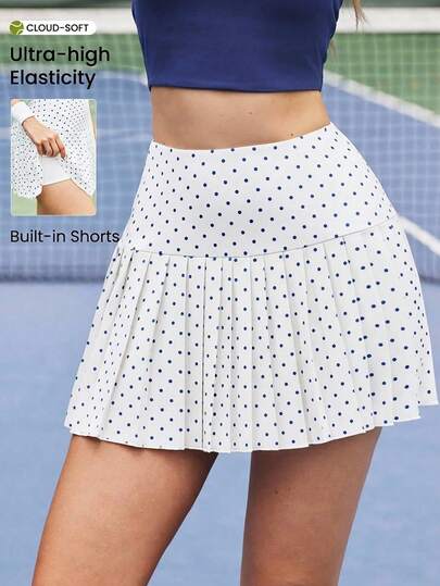 CourtClass 女士休闲健身瑜伽运动波点裙裤