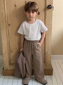 DAZY Pantalones casuales de unicolor con cordón en la cintura para niño - Multicolor - Ver 4