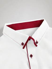 Officeau 1 chiếc áo sơ mi nam chống nhăn, nhanh khô, kiểu dáng thường ngày/công sở, cúc áo được chế tác tinh xảo, vải polyester 100% dày dặn, thoải mái, được may thủ công tỉ mỉ, dáng ôm vừa vặn, áo sơ mi trắng nam cổ điển mùa thu đến hè. - trắng - Xem 4