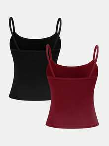 SHEIN Girlism 2pcs/Set Teen Girl Minimalist Comfortable Skin-Friendly Camisole Bra Set - Multicolor - View 2
