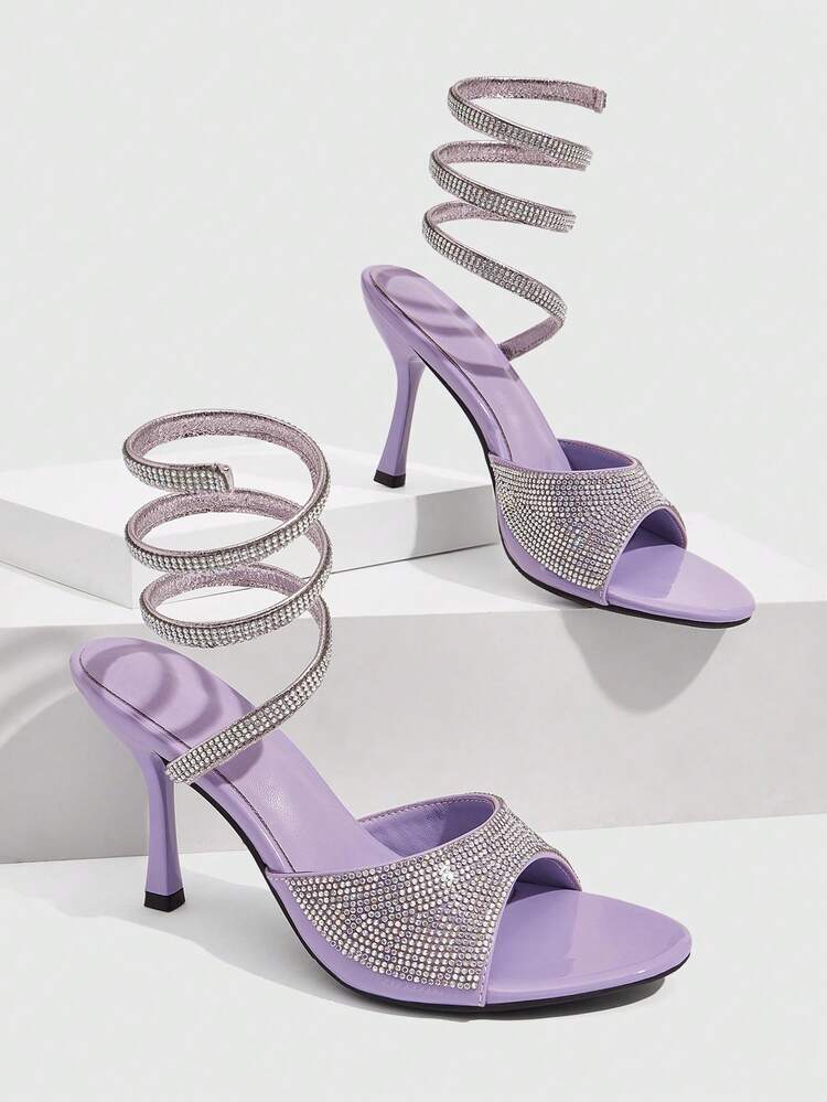 CUCCOO SZL Women's Fashionable Elegant Party Rhinestone Decorated High Heel Sandals