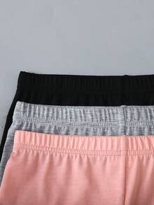 SHEIN 3pcs/Set Tween Girl/Tween Girls' Minimalist Comfortable Sports Casual Bike Shorts - Multicolor - View 5