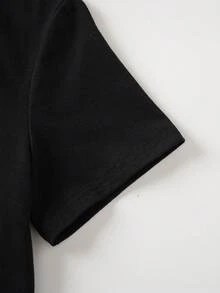 BATMAN X SHEIN Áo thun tay ngắn cổ tròn in hình hoạt hình dành cho bé trai tuổi teen - màu đen - Xem 6