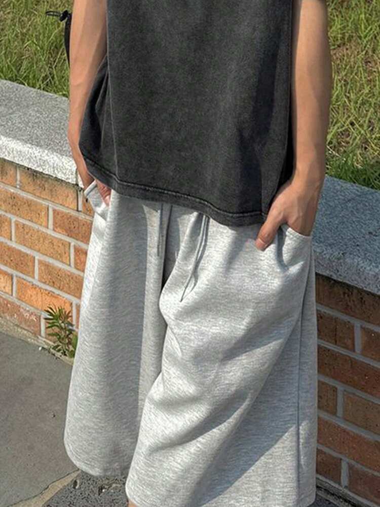 Men's Short Letter Print Grey Shorts