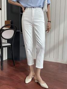 Dazy Tall Quần jeans nữ dáng ôm dài đến mắt cá chân, quần denim co giãn thanh lịch thường ngày. - trắng - Xem 1