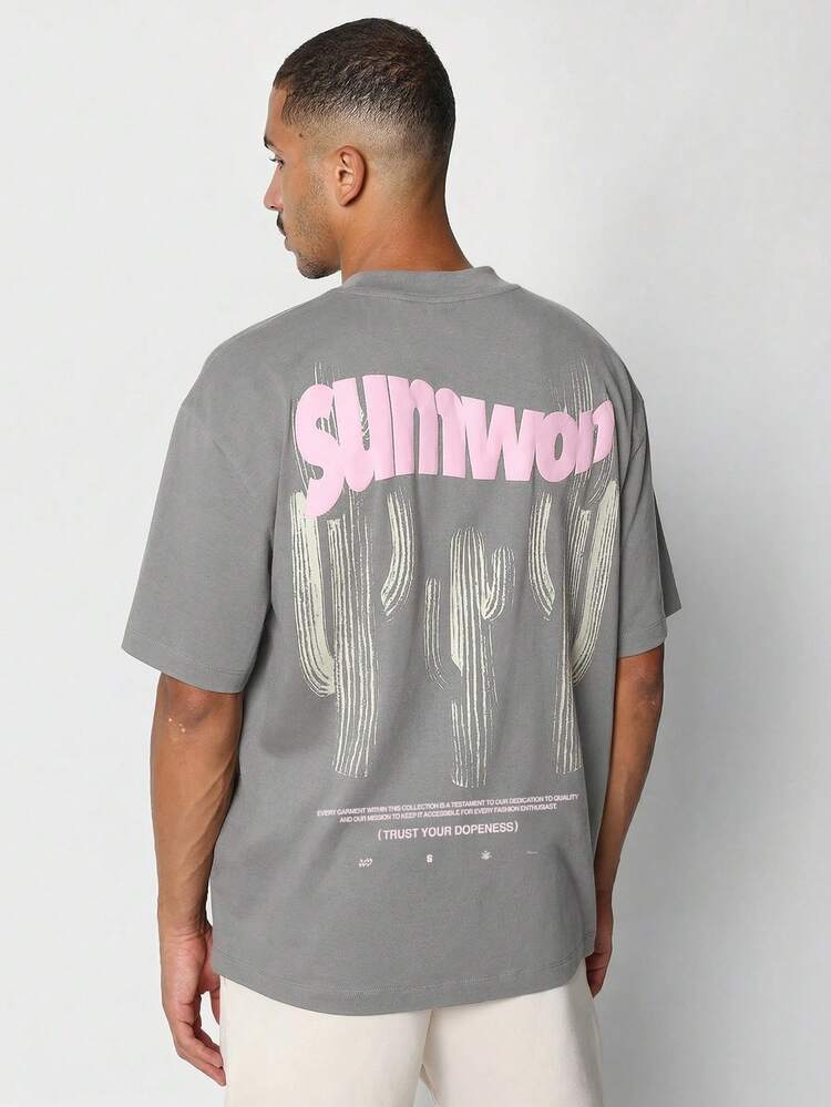 SUMWON Graphic Print T-Shirt With Cactus Design